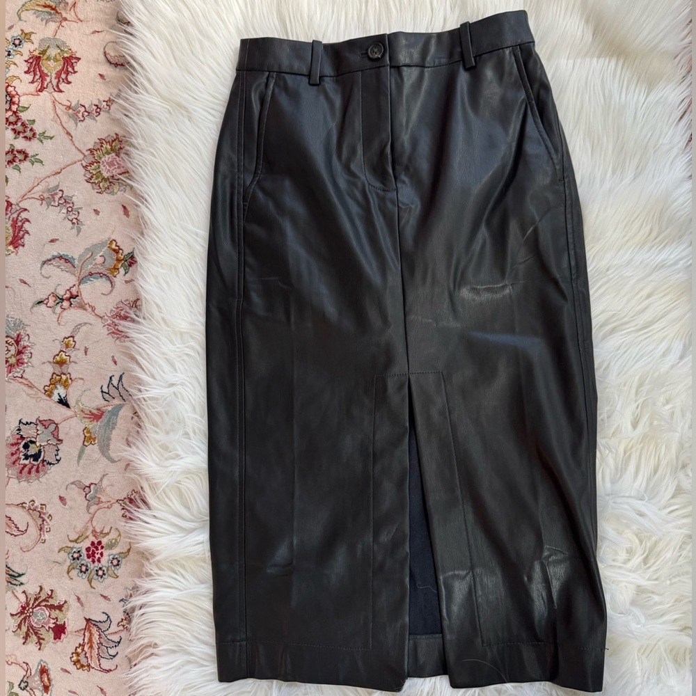 J. Crew Black Leather Pencil Skirt